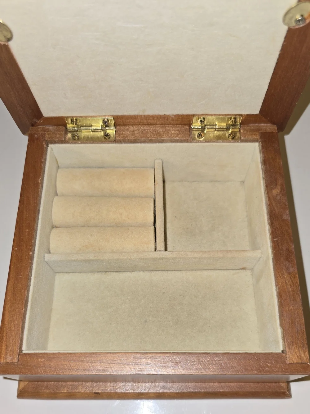 Vintage 1970s Kitsch Wooden Jewelry Trinket Box - 6 x 6 Retro Jewelry Organizer